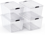 FDDAI 4-Pack 75-Quart Plastic Storage Bins - Stackable Totes with Ultra-Durable Lids and Secure Latching Buckles
