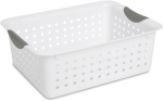 FDDAI 6-Pack Medium Plastic Storage Bins - Ultra Basket Organizers for Home and Office (White)