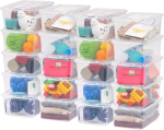 FDDAI 20-Pack 6-Quart Clear Plastic Storage Bins - Stackable BPA-Free Containers for Shoes, Closet, and Classroom Supplies