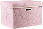 FDDAI Large Collapsible Fabric Storage Bin with Lid - 1-Pack Decorative Organizer with Handles & Divider (Pink, 17.7"x11.8"x11.8")