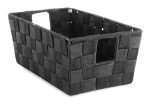 FDDAI Small Woven Shelf Tote - Black Storage Basket for Shelves and Home Organization