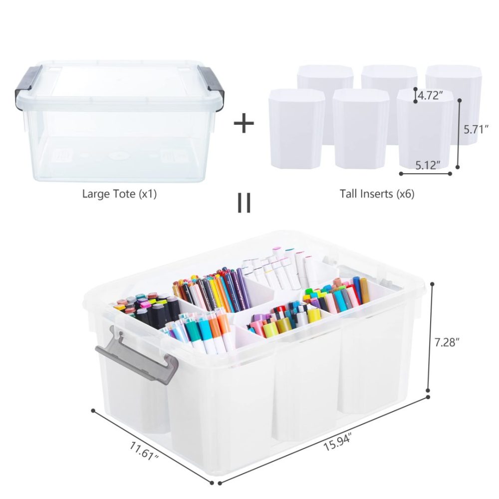 FDDAI 17-Quart Clear Plastic Storage Bins - Stackable Storage Containers with Lids for Tools, Crafts, and Crayons