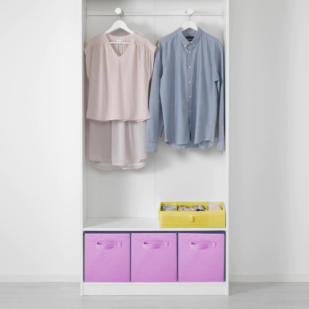 FDDAI 2-Pack Collapsible Fabric Storage Cubes - Foldable Closet Bins with Handles (10.5"x11"x10.5", Pink)