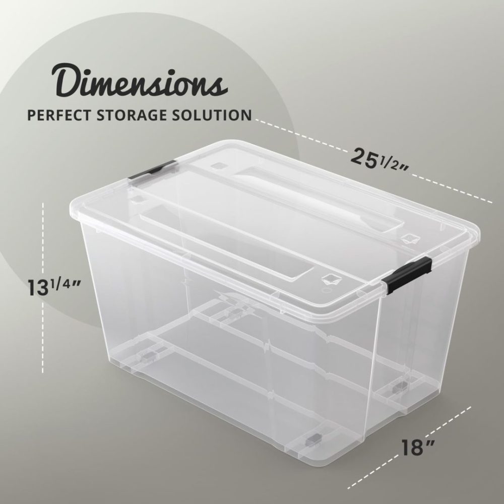 FDDAI 4-Pack 75-Quart Plastic Storage Bins - Stackable Totes with Ultra-Durable Lids and Secure Latching Buckles