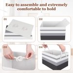 FDDAI Collapsible Storage Baskets - 3-Pack - Large Storage Boxes with Rope Handles for Clothes Organization, Gradient Grey