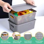 FDDAI Stackable Plastic Storage Baskets with Lids - Organizing Bins for Closet, Office, and Playroom (8-Pack, Gray, 10.2"x7.2"x4.1")