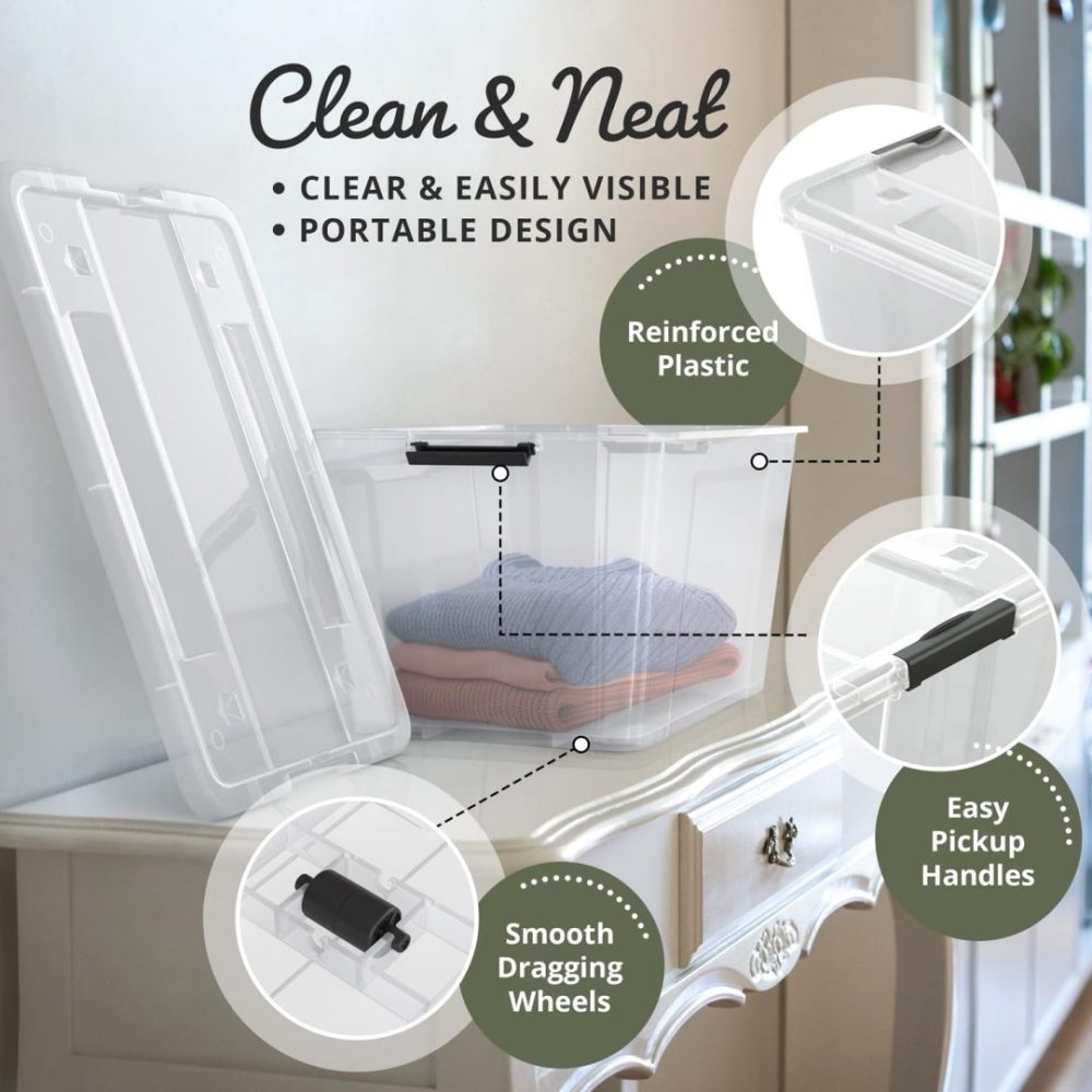 FDDAI 4-Pack 75-Quart Plastic Storage Bins - Stackable Totes with Ultra-Durable Lids and Secure Latching Buckles