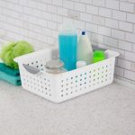 FDDAI 6-Pack Medium Plastic Storage Bins - Ultra Basket Organizers for Home and Office (White)