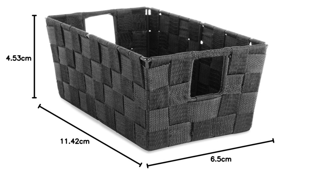 FDDAI Small Woven Shelf Tote - Black Storage Basket for Shelves and Home Organization