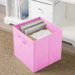 FDDAI 2-Pack Collapsible Fabric Storage Cubes - Foldable Closet Bins with Handles (10.5"x11"x10.5", Pink)
