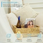 FDDAI Large Rectangular Wicker Basket - Shelf Organizer with Wooden Handles (15.5"x10.8"x6.2")