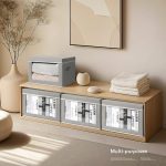 FDDAI Fabric Storage Bins with Lids & Handles - Foldable Closet Organizers with Window, Set of 4 (Grey)