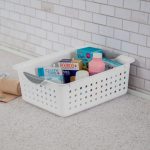 FDDAI 6-Pack Medium Plastic Storage Bins - Ultra Basket Organizers for Home and Office (White)