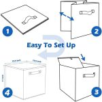 FDDAI 2-Pack Collapsible Fabric Storage Cubes - Foldable Closet Bins with Handles (10.5"x11"x10.5", Pink)