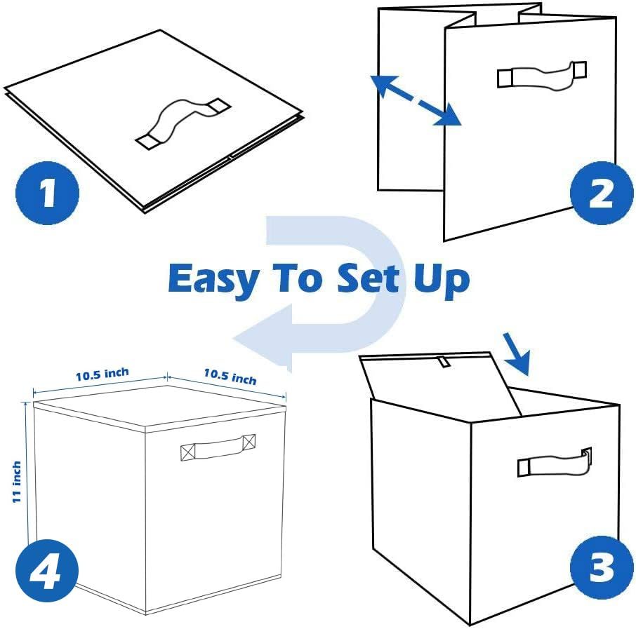 FDDAI 2-Pack Collapsible Fabric Storage Cubes - Foldable Closet Bins with Handles (10.5"x11"x10.5", Pink)