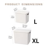 FDDAI Plastic Storage Baskets with Lids - Lidded Knit Organizer Bins for Shelves, Drawers, Closet, Office, and Playroom (4XL+2L, Light Grey)