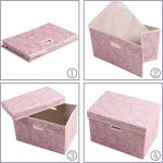 FDDAI Large Collapsible Fabric Storage Bin with Lid - 1-Pack Decorative Organizer with Handles & Divider (Pink, 17.7"x11.8"x11.8")