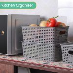 FDDAI Stackable Plastic Storage Baskets with Lids - Organizing Bins for Closet, Office, and Playroom (8-Pack, Gray, 10.2"x7.2"x4.1")
