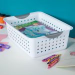 FDDAI 6-Pack Medium Plastic Storage Bins - Ultra Basket Organizers for Home and Office (White)
