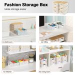 FDDAI Plastic Storage Baskets with Bamboo Lids - Stackable Organizing Containers for Shelves, Drawers, Closet, and Playroom (6-Pack)