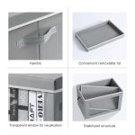 FDDAI Fabric Storage Bins with Lids & Handles - Foldable Closet Organizers with Window, Set of 4 (Grey)