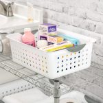 FDDAI 6-Pack Medium Plastic Storage Bins - Ultra Basket Organizers for Home and Office (White)