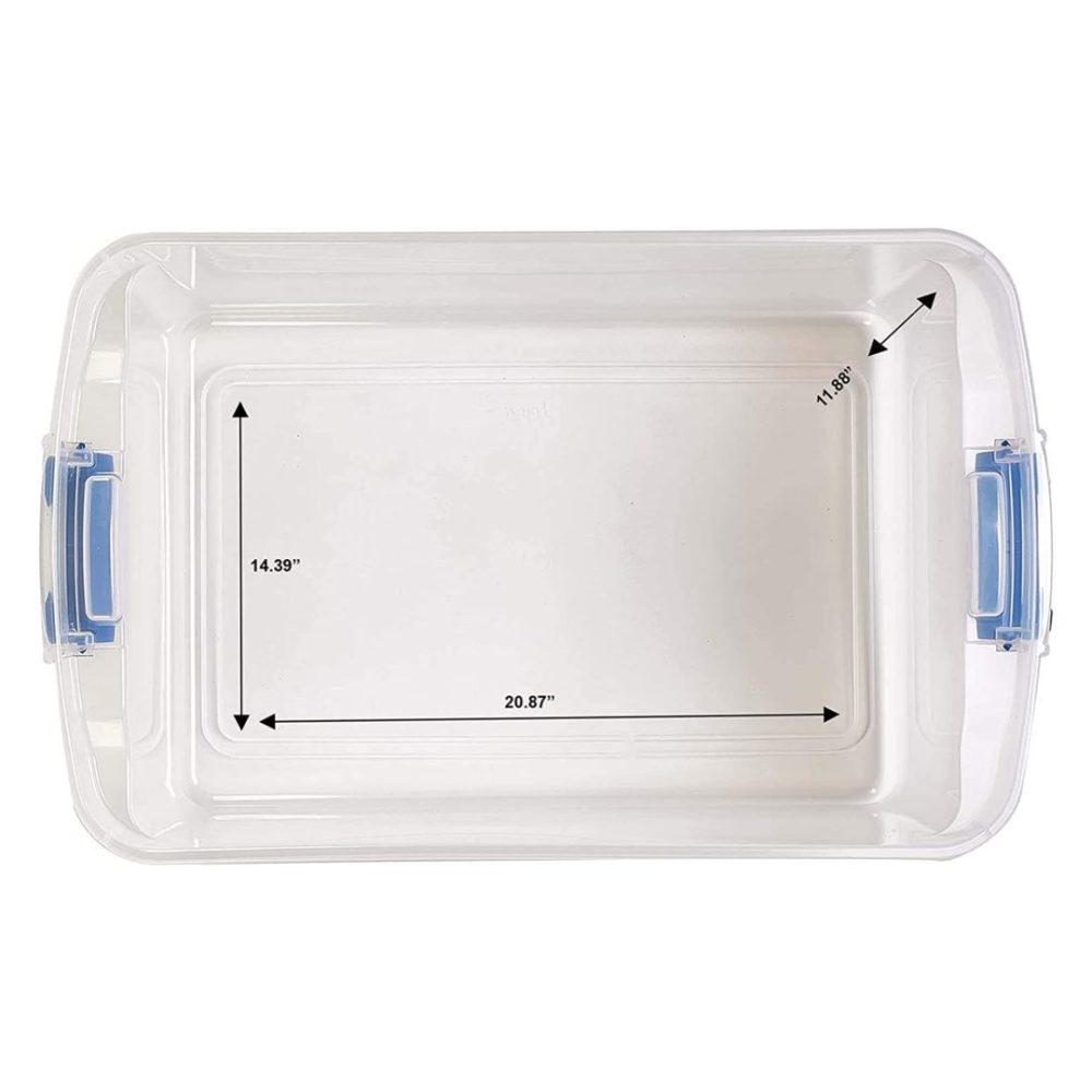 FDDAI 2-Pack Large 66-Quart Plastic Storage Bins - Clear Containers with Latching Lids (Blue Latch)
