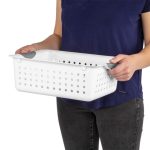 FDDAI 6-Pack Medium Plastic Storage Bins - Ultra Basket Organizers for Home and Office (White)