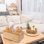 FDDAI Large Rectangular Wicker Basket - Shelf Organizer with Wooden Handles (15.5"x10.8"x6.2")