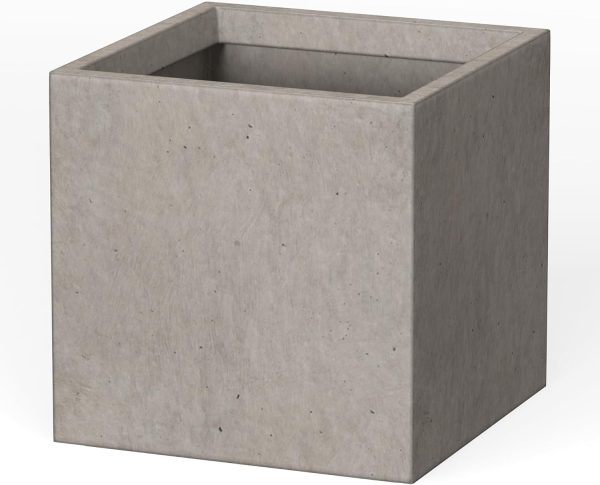 FDDAI 16" Square Concrete Planter, Large Outdoor/Indoor Plant Pot for Patio, Garden, or Home, Includes Drainage Hole & Rubber Plug, Weathered Concrete Finish