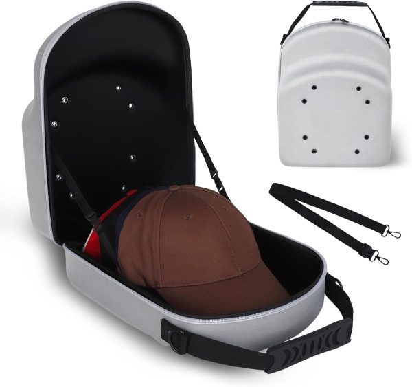 FDDAI Hard Hat Travel Case for Baseball Caps – Holds Up to 6 Hats – Durable Hat Carrier with Handle & Adjustable Shoulder Strap – Travel Storage Bag for Men’s Caps & Accessories