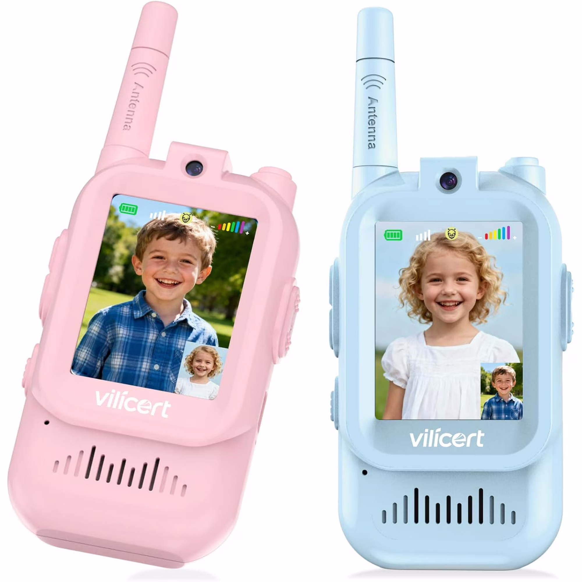 FDDAI Kids Video Walkie Talkies, 2-Pack Long Range Walkie Talkie Toys with Screen, 4 Voice Effects, Two-Way Radio for Boys & Girls Ages 3-12, Indoor Outdoor Adventure & Camping Gifts