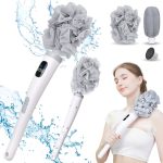 FDDAI Electric Body Brush Long Handle for Shower: Rechargeable Shower Scrubber with 3 Replaceable Heads - IPX7 Waterproof Exfoliating Back Scrubber for Cleaning & Massaging Skin for Women & Men